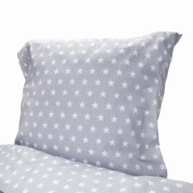 Set posteljina-navlaka i jastučnica siva sa zvezdicama
