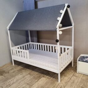 Kreveti Belaluni-Domek krevet kućica Premium sa dušekom 200x90- retro bela boja