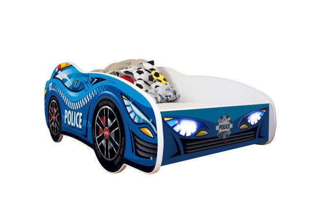 Serija Racing Car-Police LED Dečiji krevet sa dušekom i letvicama