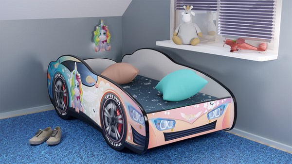 Serija Racing Car-Girl Unicorn-dečiji krevet sa dušekom i letvicama160x80cm