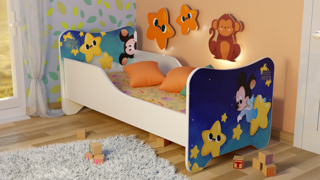 Serija Happy Kitty-Lucky Mickey - Dečiji krevet sa dušekom i letvicama