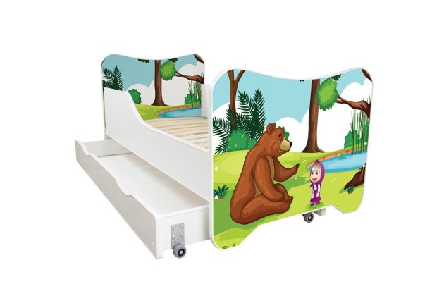 Serija Happy Kitty-Maša i Medved sa fiokom- Dečiji krevet sa dušekom i letvicama