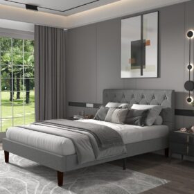Versaj Bračni Krevet 216X164X108 cm - Sivi + Forma Dušek za Bračni krevet 160x200 cm