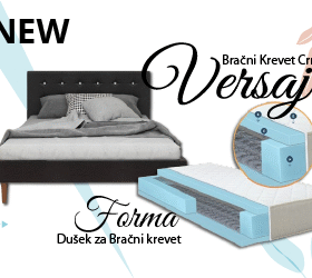 Versaj Bračni Krevet 216X164X108 cm - Crni + Forma Dušek za Bračni krevet 160x200 cm