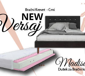 Versaj Bračni Krevet 216X164X108 cm - Crni + Madison Dušek za Bračni krevet 160x200 cm